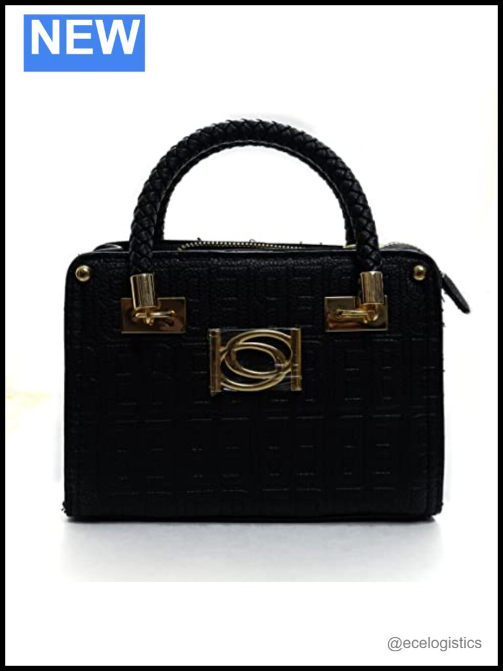 Faux Leather Satchel Bag Crossbody with Gold-Tone Hardware